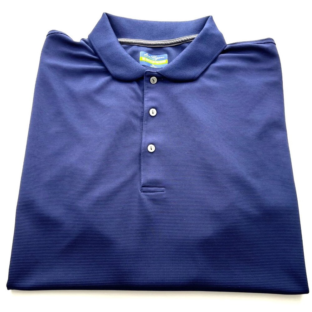 Ben Hogan Performance Mens 3XL Navy Polo Golf Shirt Ribbed Embroidered Logo